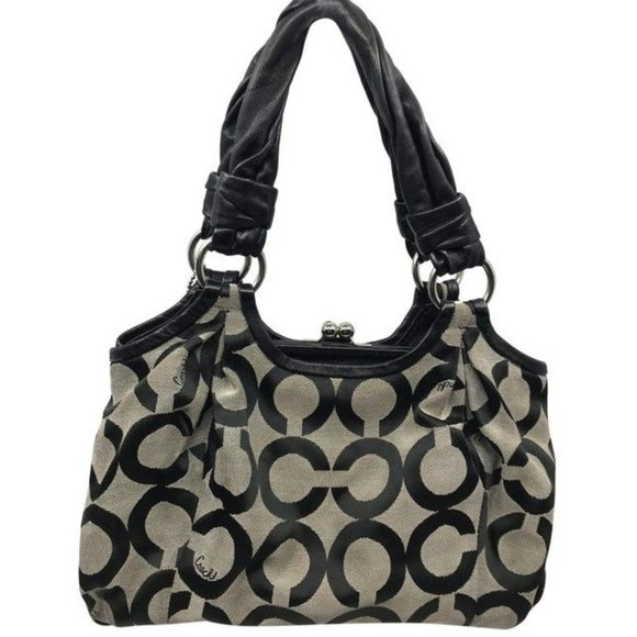 Coach Triple Compartment Style Large Blackgray Fabric Tote - Picture 1 of 10